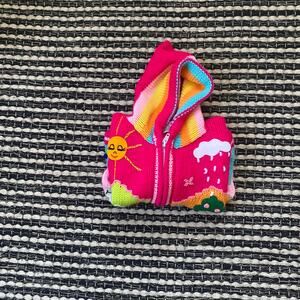 🌿Native Andes Girls Pink Pasture Animals Handmade Hooded Sweater 0